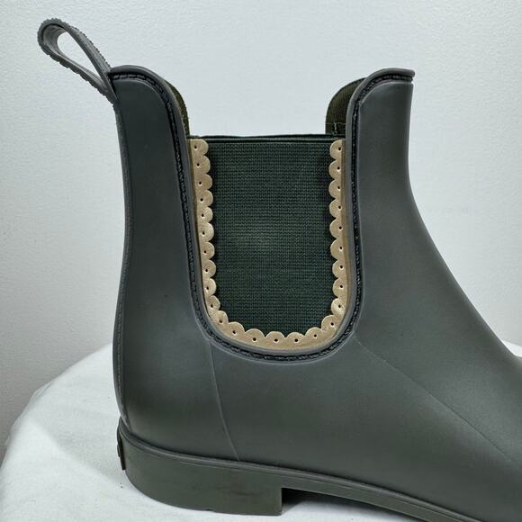 Jack Rodgers Sallie Rain Boot Women 10 Green Gold Ankle Bootie PullOn Waterproof - Picture 2 of 7